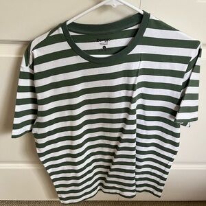 Green white striped tshirt size L